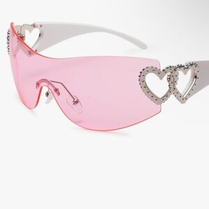 Clear pink big oversized sunglasses Barbie goggles shield dollbaby crystal heart